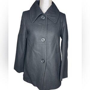 Alfani Wool Blend Pea Coat Black Size 4P